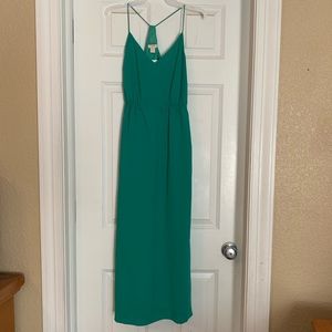 J Crew beautiful green blue dress with slit